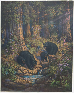 bear family at stream